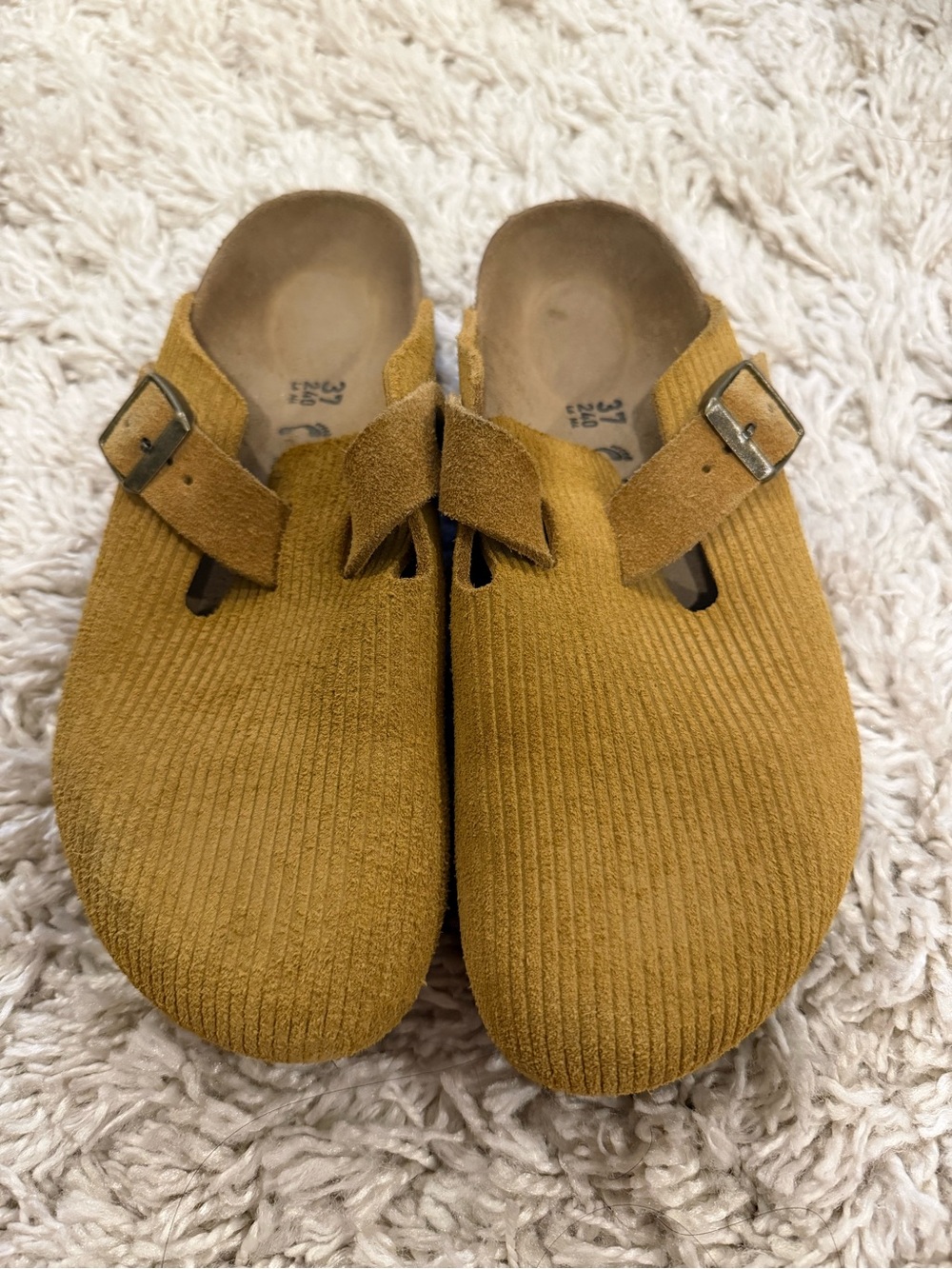 Birkenstock Boston Suede Embossed Corduroy Clog Brown/Mustard 37
